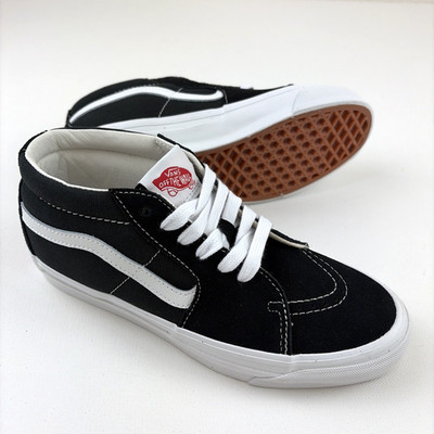 Vans Vault Og Sk8-Mid Lx Mens 5 Womens 6.5 Black Canvas and Suede Skate Sneakers