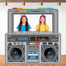 80s 90s Party Decorations Gray Radio Boombox Photo Booth Props Frame  Radio
