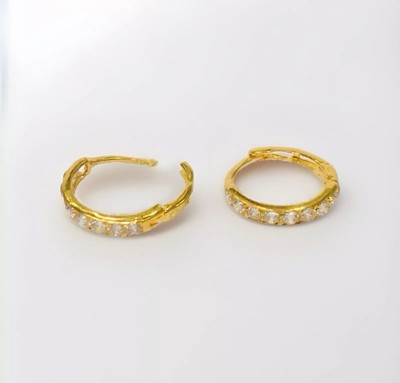 Ausgefallene Bali - 18K massive Gold Creolen Huggies Ohrringe Ohrstecker CZ Charm Geschenk 18c UK