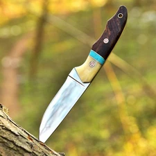 Handcrafted D2 Steel Hunting Knife with Leather Sheath-Outdoor Men Camping Knife