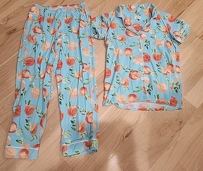 Bed Head Pajama Set Classic S  Short Sleeve/pants Set Peach Print Size S 