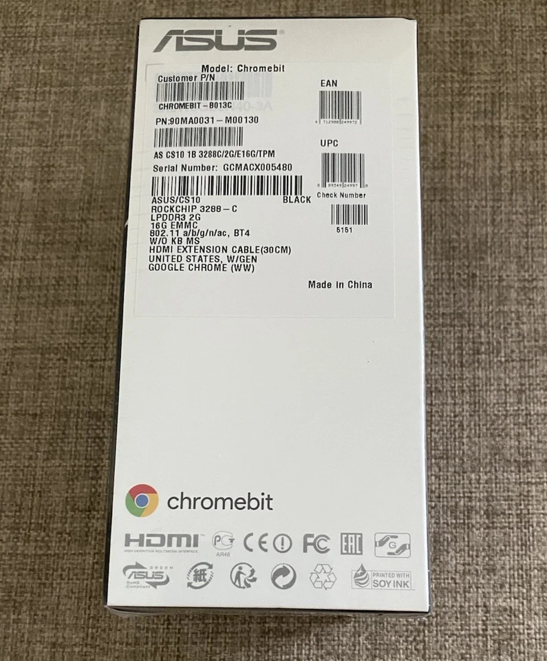 Asus Chromebit CS10 (eMMC, 16GB) ChromeOS PC Stick - CHROMEBIT-B013C Sealed NIB - Image 2 of 3