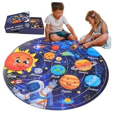 70 Pieces Floor Puzzles Round Large Puzzles for Kids Ages 3-5 5-8 Solar System