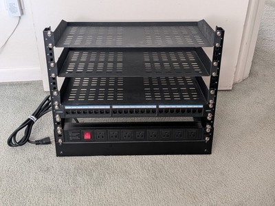 19 in. StarTech 8U Desktop Rack, 2-Post Rack, Shelves, 8 Skt PDU, 24 Patch Panel