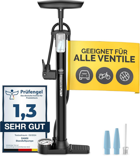 Stand-Fahrradpumpe Alle Ventile Av, Sv, Dv - Fahrrad Luftpumpe Inklusive GroßEm-image