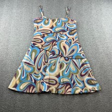 Urban Outfitters Mini Dress Women's Small Blue Paisley Mesh Tiered Lettuce Edge