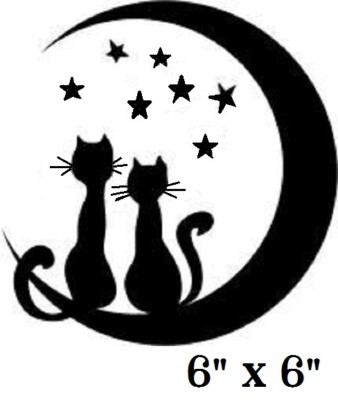 Cats moon decal sticker for DIY 8'' glass block tile