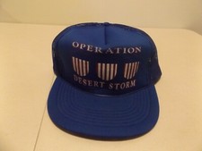 VINTAGE-OPERATION DESERT STORM, Blue Mesh, Hat-Cap Adjustable Strap Back