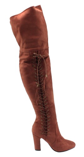 Bellamarie Adam-10 Faux Suede Over the Knee Chunky High Heel Dress Boots - 第 14/14 張圖片