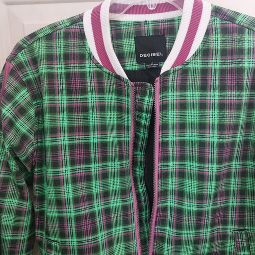 Men’s Decibel Zip Up Plaid Green Purple Jacket Size Medium - Picture 3 of 8