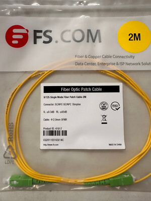 10 QTY - 2M/6.56ft Single mode Simplex Fiber Optic Patch Cable SC/APC-SC/APC #60