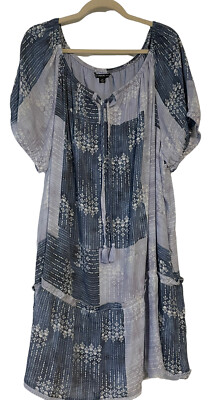 Zac & Rachel Woman s On Off Shoulder Shift Dress Color Blocked Tassle Tie Lined.