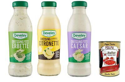Develey Dressing Erbette,Caesar,Citronelle,Salatsoße 3x230ml+Italian Polpa 400g