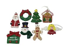 Lot Of 8 Clay Dough Christmas Ornament Decoration Tree Santa Snowman Angel 3