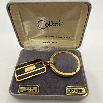 New Colibri Gold Tone W/Black & charcoal Color Key Chain AKR100Y E1