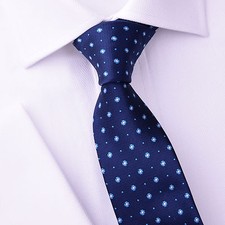 Blue Floral Pindot Flower Tie 3" Modern Skinny Necktie Mens Fashion Accessory GQ