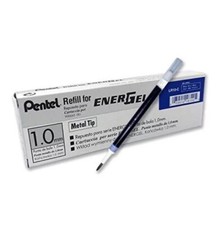 20 X Pentel LR10 EnerGel Roller Refill for Gel Pen 1.0mm Metal Tip Blue Ink