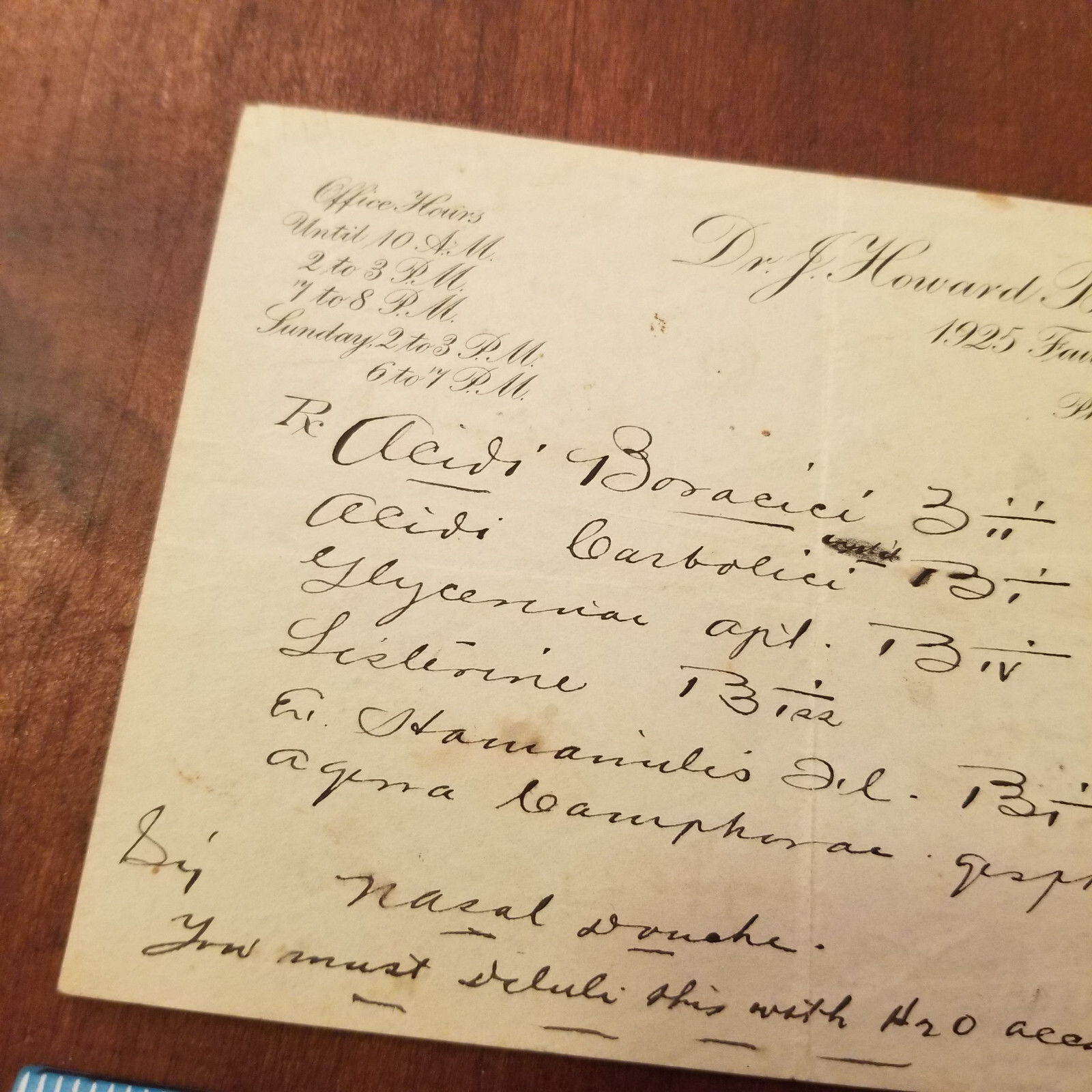 Vintage J Howard Beck MD Rx Pharmacy Apothecary Prescription Nasal Nose Medicine