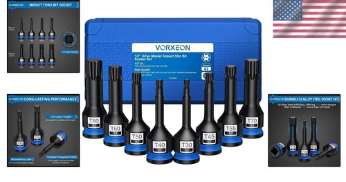 Compact 8-Piece Star Torx Impact Bit Socket Set - Enhanced Torque Performance - Foto 2 di 8