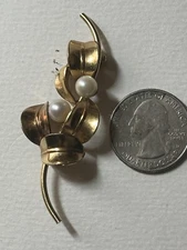 vintage 1/20 12k gold filled Forstner brooch With Pearls2 1/2” 6.6 Grams