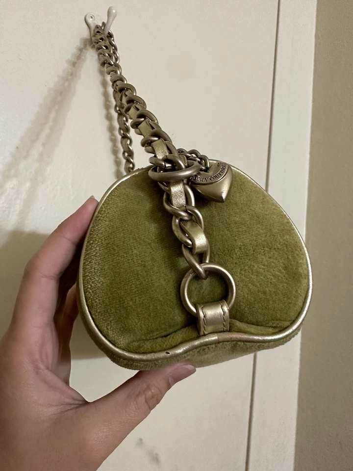 Bolso Cartera Juicy Couture Y2K Terciopelo Verde Scottie Perro Barril Tootsie Roll Foto 4 de 4
