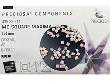 Crystal AB, Preciosa Czech MC SQUARE Maxima 4x4mm, 72 pcs, Silver Foiled, P914