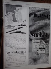 DUNHILL fume cigarette TORPEDO + Sachet EUGENE publicité papie ILLUSTRATION 1929