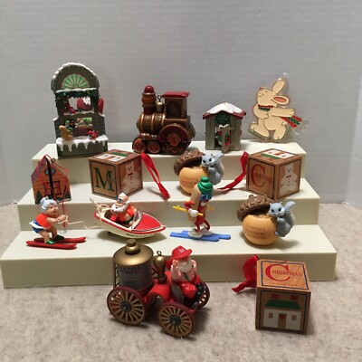 Hallmark Ornament Lot of 13 Collectors Club - Fire Dept - Hot Dogger-Water Ski +