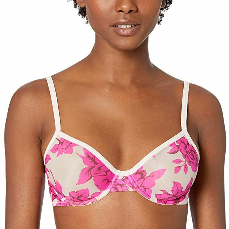 Calvin Klein Pink Sheer Marquisette Unlined Demi Bra QF1680 Size