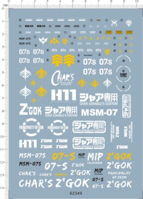 1/100 MG MSM-07S Char's Z'Gok Aznable's GDM Figure Model Markings Water Decal 