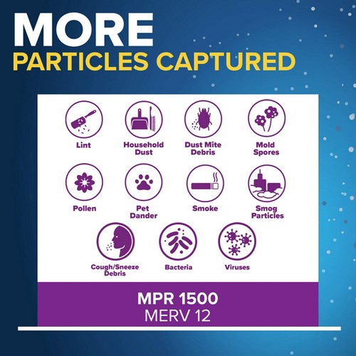 Filtrete 24x24x1 Air Filter MPR 1500 MERV 12 Allergen, Bacteria & Virus 1 Filter - Picture 6 of 12