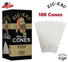 Zig-Zag® Ultra Thin Paper Cones King Size 100 Pack & Fast Shipping US