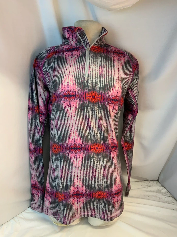 Pullover para correr Nike Pro Combat L ajustado 1/4 cremallera rosa negro salpicaduras YGI K1-618 Foto 2 de 4