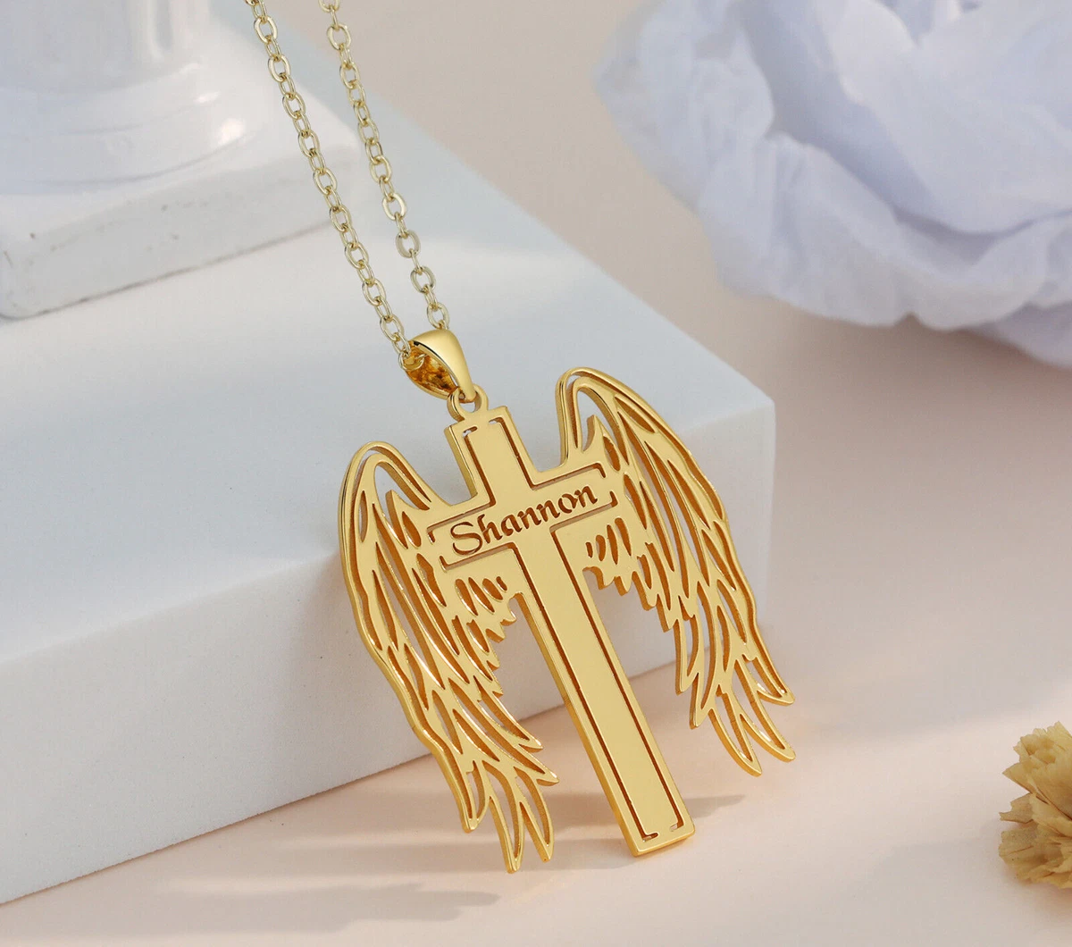 Cross necklace with name cheap