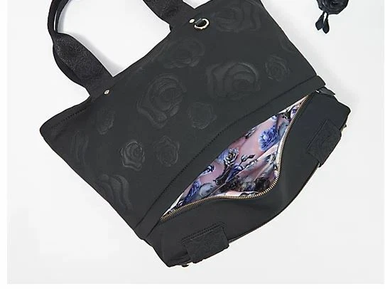 Bolso de mano negro con cremallera de neopreno rosa Taryn   Foto 3 de 4