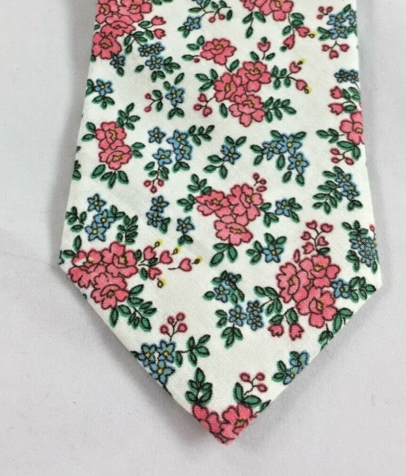 Corbata de cuello floral verde rojo blanco algodón Bloomingdales The Men's Store para hombre nueva sin etiquetas Foto 3 de 4