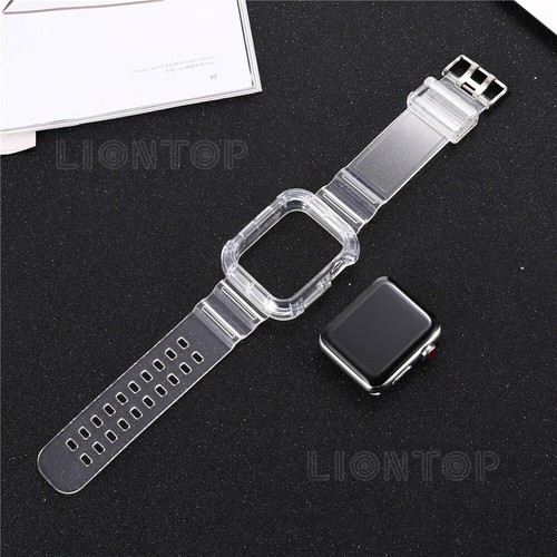 For Apple Watch Series SE/9/8/7/6/5/4 44/40/45/41mm Rugged Clear Case Strap Band - Picture 39 of 105