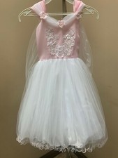 NWT Pink White Flower Girl Dress Girls Pageant Dress Frilly Birthday Dress NEW