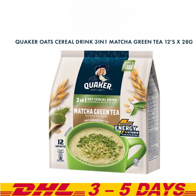 QUAKER 3-in-1 Oat Cereal Drink Matcha Green Tea Flavour 12 Sachets x 28g