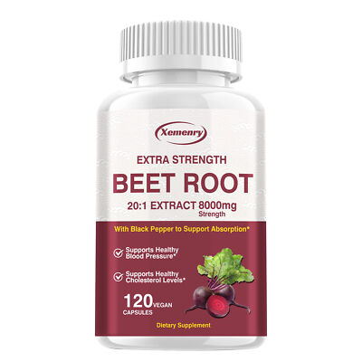 Extra Strength Beet Root 20:1 Extract 8000mg Capsules- Brain & Blood Circulation