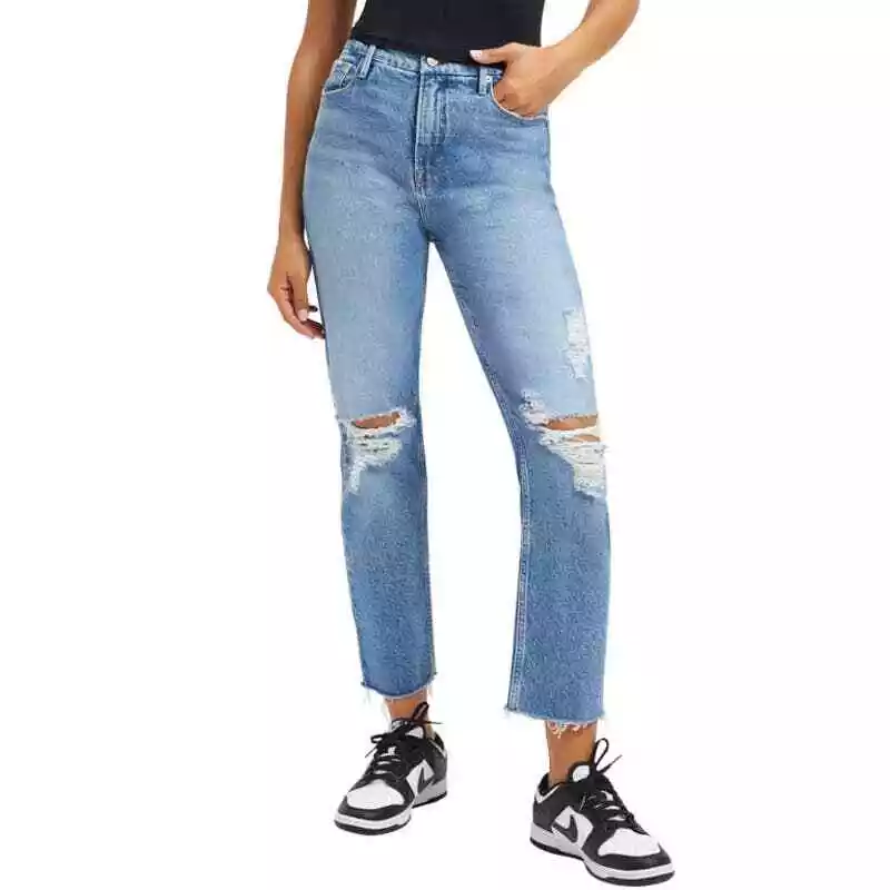 Good American Indigo Good Icon High Waist Crop Straight Leg Jeans