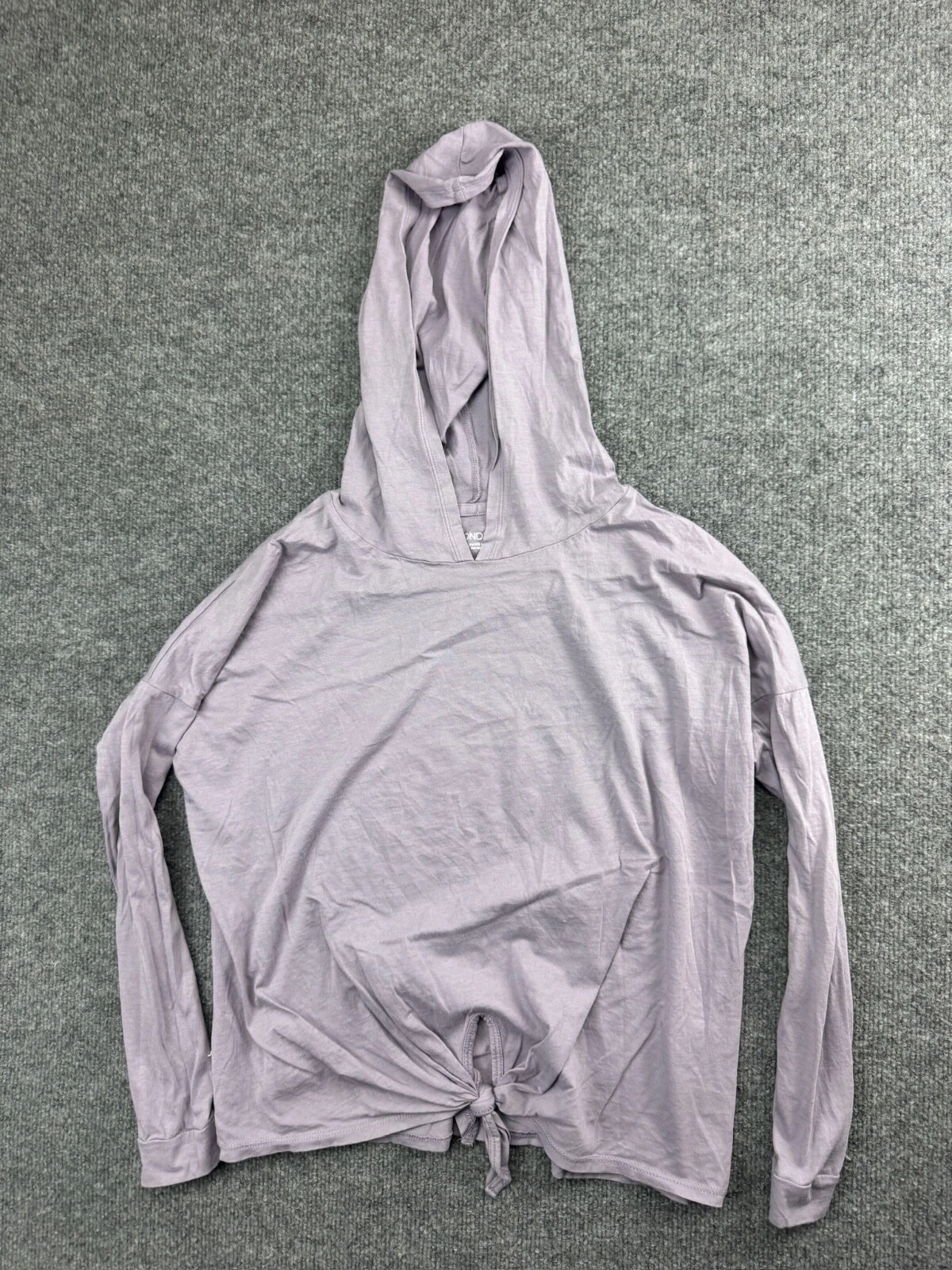 beyond-yoga hooded tie front long sleeve shirt