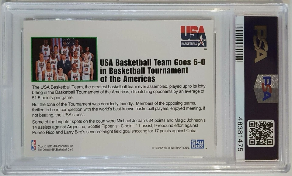 1992 Skybox Hoops Dream Team USA Team Card - PSA 9 - Imagem 2 de 2
