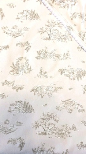 Infant Hooded Blanket Light Pink Tan Rabbits Picnic Garden Cotton 9 Mos. - Picture 4 of 9