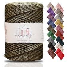 Olive Drab Premium Polyester Macrame Cord 3mm x 131 Yards Polypropylene Craft