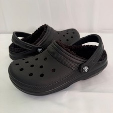 Crocs Classic Fuzz Lined Clog Black Faux Fur Dual Comfort 203591 M4 W6