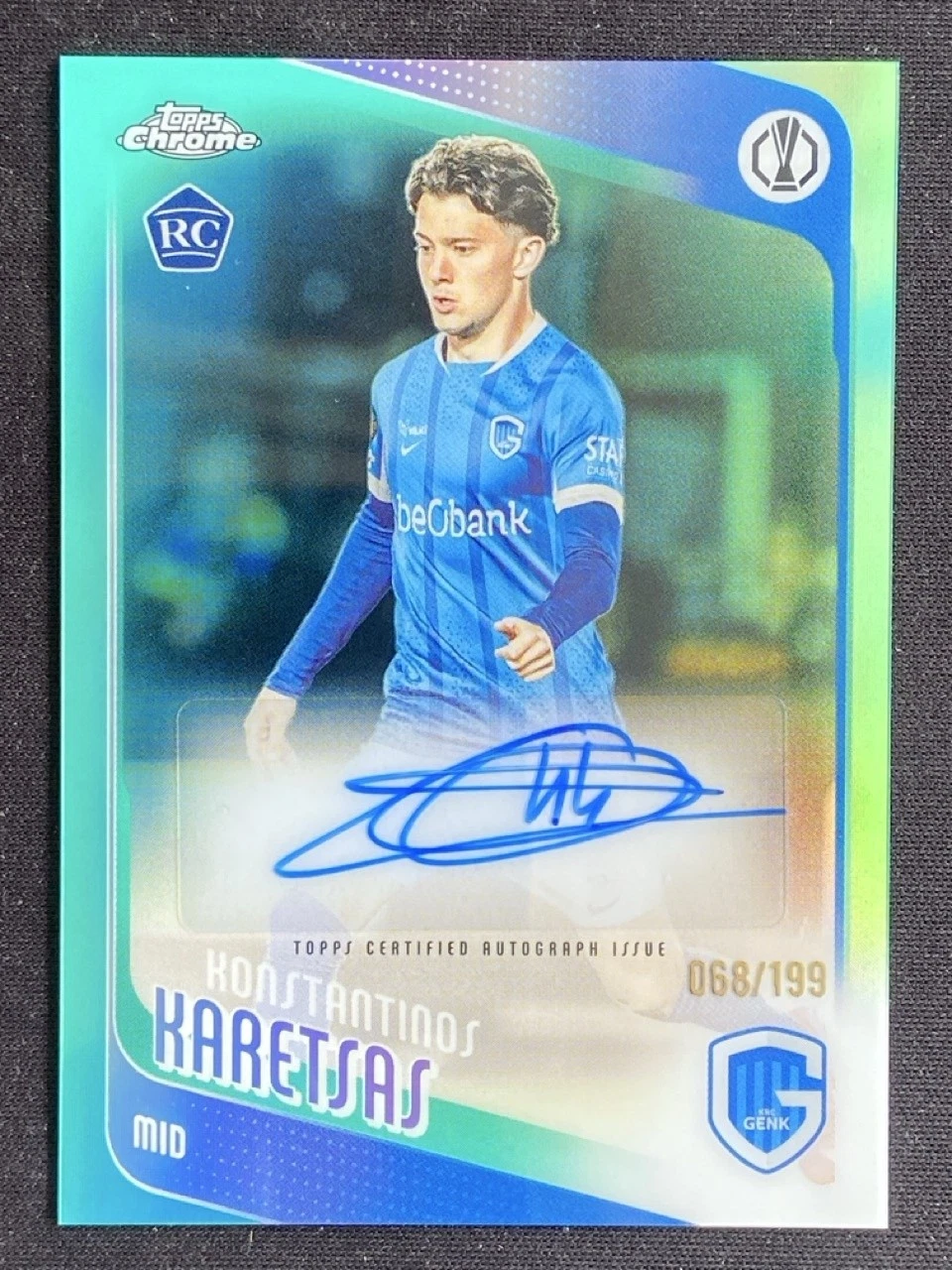 2025-26 Chrome UEFA Club Competitions Konstantinos Karetsas #CA-KK Aqua /199