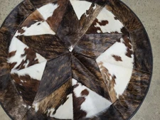 Handmade Patchwork Leather Rug Cowhide #177,New Cowhide Genuine Size 40"