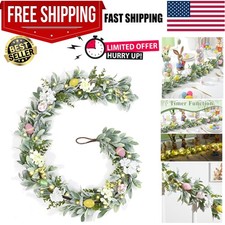 6Ft Easter Egg Garland with Lights, Spring Garland for Mantle, Easter Table M...
