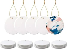 PYD Life 25 PCS Sublimation Ceramic Ornaments Bulk White 2.75 Inch Round 